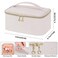senbowe Travel Makeup Bag Large Capacity Cosmetic Bags for WomenPortable Waterproof Leather Toiletry Bag Make Up Organizer Bag with Divider and Handle
