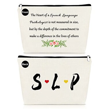 Mikela Speech Therapist Gift Makeup Bag Gift for SLP Women Speech Pathology Gifts Cosmetic Bag Pouch Speech Language Pathologist Gift Appreciation Gifts Thank You Gift Thanksgiving Gift for Speech The