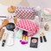SxoSyo 2 Pcs Checkered Cosmetic Bags Green Pink