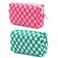 SxoSyo 2 Pcs Checkered Cosmetic Bags Green Pink