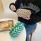 SxoSyo 2 Pcs Checkered Cosmetic Bags Small Makeup Bag Purse Green