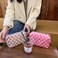 SxoSyo 2 Pcs Checkered Makeup Bags Make up Brushes Pouches Purple
