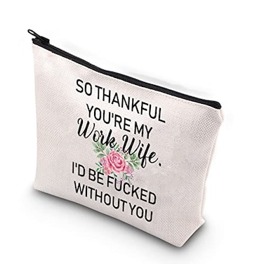 TSOTMO Novelty Work Wife Gift So Thankful Youre My Work Wife Zipper Pouch Makeup Bag WORK WIFE WITHOUT YOU