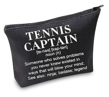 TSOTMO Tennis Captain Makeup Bag Tennis Definition Zipper Pouch for Player Coach Thank You Gift for Captain