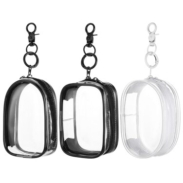 Tweruna 3 PCS Mini Clear Keychain Pouch Small Clear Wallet Travel Makeup Bag Figure Display Bag with Zipper Portable Storage Pouch Wallet for Cosmetics Coin Organizer Showing off Blind Boxes