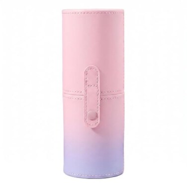 VASANA Pink PU Leather Makeup Brush Holder Organizer with Lid Portable Makeup Tools Large Capacity Case Organizer Cylinder Storage Box Bagwithout brush