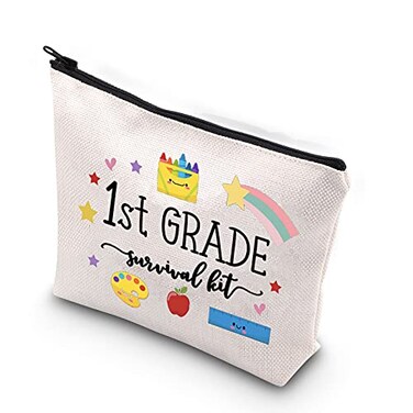 WCGXKO 1st Grade Teacher Gift 1st Grade Survival Kit Zipper Pouch Makeup Bag survival kit 1st Grade
