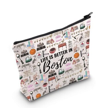WCGXKO Boston Gift Life Is Better In Boston Makeup Bag Souvenirs From Massachusetts