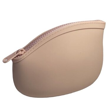 WHHJM Small Makeup Bag Premium Silicone Purse Bag Multifunctional Essential Bag Zipper Pouch Water and Heat Resistant Pink