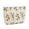 WOZEAH Floral Makeup Bag for Purse Small Cosmetic PouchStylish Zipper Make up Pouch Travel Canvas Toiletry BagsBeige Daisy