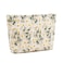 WOZEAH Floral Makeup Bag for Purse Small Cosmetic PouchStylish Zipper Make up Pouch Travel Canvas Toiletry BagsBeige Daisy