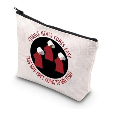 WSNANG Handmaid Inspired Gift Makeup Bag Womens Rights Cosmetic Bag Feminist Gift Change Never Comes Easy win itself bag