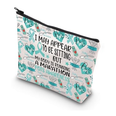 WSNANG POTS Awareness Gift Postural Orthostatic Tachycardia Syndrome Awareness Makeup Bag POTS Warrior Cosmetic Bag POTS bag