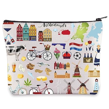 WZMPA Netherlands Amsterdam Souvenir Gift Dutch Makeup Zipper Pouch Bag Trip Merchandise