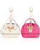 YJUBAOA 2 pcs Cute Mini Cosmetic Bag for Women PU Leather Backpack Keychain Makeup Bag Key Pocket Lipstick Bag Card Holder Data Cable Organizer Zipper Pouch Handbag Rose Red White