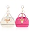 YJUBAOA 2 pcs Cute Mini Cosmetic Bag for Women PU Leather Backpack Keychain Makeup Bag Key Pocket Lipstick Bag Card Holder Data Cable Organizer Zipper Pouch Handbag Rose Red White