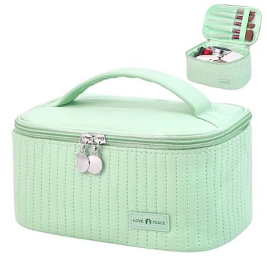 Yuilgdo Makeup Bag Travel Cosmetic Bag Large Capacity Makeup Organizer Bag and Storage Portable PU Leather Pouch Toiletry Bag Make up Organizer Cosmetic Bags for Women