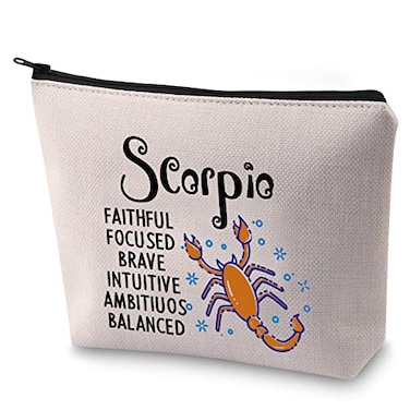 BLUPARK Zodiac Sign Cosmetic Bag Horoscope Makeup Bag 12 Constellation Birthday Gift for Astrology Lover Scorpio