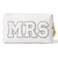 Belanttega Bride MRS Patch Cosmetic Makeup Bag Summer Monthers Gift MRS Letter Toiletry Bag Small PU Leather Portable Waterproof Shower Makeup Pouch Bridal Wedding Bridesmaid Engagement Gift Silver