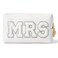 Belanttega Bride MRS Patch Cosmetic Makeup Bag Summer Monthers Gift MRS Letter Toiletry Bag Small PU Leather Portable Waterproof Shower Makeup Pouch Bridal Wedding Bridesmaid Engagement Gift Silver