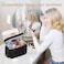 LEDAOU Toiletry Bag for Women Quilted Travel Makeup Bag Organizer with Double Deck Large Wideopen Cosmetic Make up Bag for Travel Essentials Black Puffy