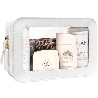 LETGO Clear Sunscreen Makeup Bags Pouch TSA Approved Toiletry Bag with Zipper Portable Make Up Organizer Traveling Compact Car Bag for Beach EssentialsClearWhite