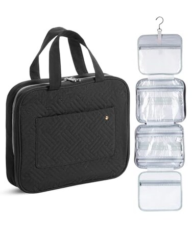 Ms. Pen Ms PenTravel Toiletry Bag for Women Men with Hanging Hook Black Portable WaterResistant Travel Makeup Bag