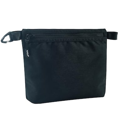 YUMQUA Small Pouch for Travel Essentials Makeup Pouch Bag with Carabiner Clip on Backpack Dopp Kit Storage Organization for Toiletries Cosmetics Tech Tools Water Resistant 500D Nylon Black