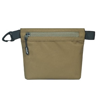 YUMQUA WaterResistant Zipper Pouch with Carabiner Clip Small Nylon Multipurpose Travel Digital Cosmetics Toiletry Bag Tool Storage Pouch Khaki
