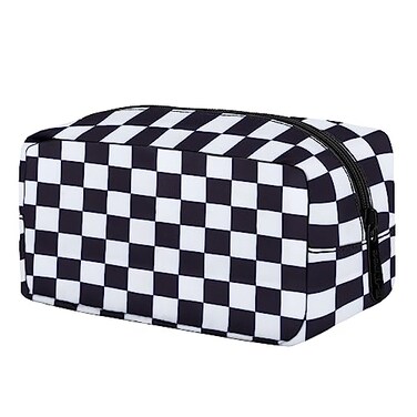 E-Tree ETree Cute Makeup BagMedium Travel Make up Pouch for PurseZipper Toiletry Cosmetic Brush Skin Care Case for Women ManTech Electronic OrganizerSmall Canvas Storage for Personal ItemsCheckered