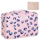 Queboom Travel Makeup Bag Cosmetic Bag Makeup Bag Toiletry bag for women and men Pink Leopard