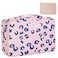 Queboom Travel Makeup Bag Cosmetic Bag Makeup Bag Toiletry bag for women and men Pink Leopard