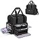 BAFASO 2 Layers Large Travel Makeup Bag with 3 Inner Removable Pouches Cosmetic Bag with Detachable Dividers Patented Black