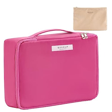 Queboom Travel Makeup Bag Cosmetic Bag Makeup Bag Toiletry bag for women and men Rosy
