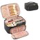 OCHEAL Makeup Bag Multifunctional Make Up Bags with Zipper Pouch Large Compact Makeup Bag Organizer for Women Girls Cosmetics Toiletry Brushes Storage Makeup Case with Handle DividerBlack