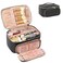 OCHEAL Makeup Bag Multifunctional Make Up Bags with Zipper Pouch Large Compact Makeup Bag Organizer for Women Girls Cosmetics Toiletry Brushes Storage Makeup Case with Handle DividerBlack