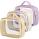 PACKISM TSA Approved Toiletry Bag 3 Medium 311 Compliant Clear Makeup Bags with Handle Quart Size Toiletry Bags Fit Carrvon Travel Essentials Water Resistant PVC Beige Yellow Purple