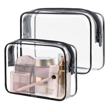 PACKISM TSA Approved Toiletry Bag 2 Pack 1 Medium TSA Quart CarryOn 1 Large for Checked Luggage Waterresistant Clear Makeup Bag Clear Travel Bags for Toiletries Active Black