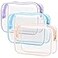 PACKISM TSA Approved Toiletry Bag 3 Medium Quart Size Clear Makeup Bag for Carry On Airport Security Compliant Clear Travel bag for Toiletries with Reinforced Seams Blue Purple Pink