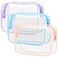 PACKISM TSA Approved Toiletry Bag 3 Medium Quart Size Clear Makeup Bag for Carry On Airport Security Compliant Clear Travel bag for Toiletries with Reinforced Seams Blue Purple Pink