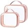 PACKISM Clear Makeup Bag Combo Pack 1 TSA Approved Medium Large for Checked Luggage Clear Toiletry Bag with Handle Waterresistant Travel Essentials Organizer Rose Pink