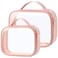 PACKISM Clear Makeup Bag Combo Pack 1 TSA Approved Medium Large for Checked Luggage Clear Toiletry Bag with Handle Waterresistant Travel Essentials Organizer Rose Pink