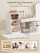 Booklov Makeup Organizer for Vanity Large Capacity Cosmetic Display Case with Clear Acrylic Drawer Countertop Beauty Storage Holder for Skincare Brush Eyeshadow Lipstick Counter Desk Crystal White