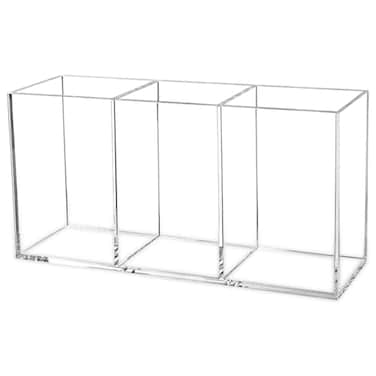 Cerpourt Clear Makeup Brush OrganizerAcrylic Cosmetic Brushes Storage Holder with 3 SlotsPencil Pen Holder for DeskDesk Organizer and Accessories for Vanity