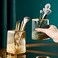 DASITON Makeup Brush holder Organizer plastic Square Cosmetic Brush Storage Holder Vintage Stripe Make Up Brush Cup Pen Pencil HolderAmber