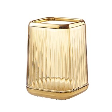 DASITON Makeup Brush holder Organizer plastic Square Cosmetic Brush Storage Holder Vintage Stripe Make Up Brush Cup Pen Pencil HolderAmber