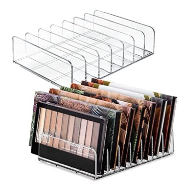 Vowcarol Eyeshadow Palette Organizer Acrylic 7Section Divided Makeup Palette Organizer Holder Clear 2 Pack