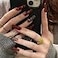 RikView Long Press Acrylic Nails Red Coffin Fake Nails with Fall Design Full Cover 24 PCSSet
