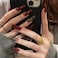 RikView Long Press Acrylic Nails Red Coffin Fake Nails with Fall Design Full Cover 24 PCSSet
