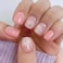 Whiosyrt Short Square Glossy Pink Acrylic Nails 32pcs 12 Sizes with Iced Camellia Design ABS Material Press On False Nails